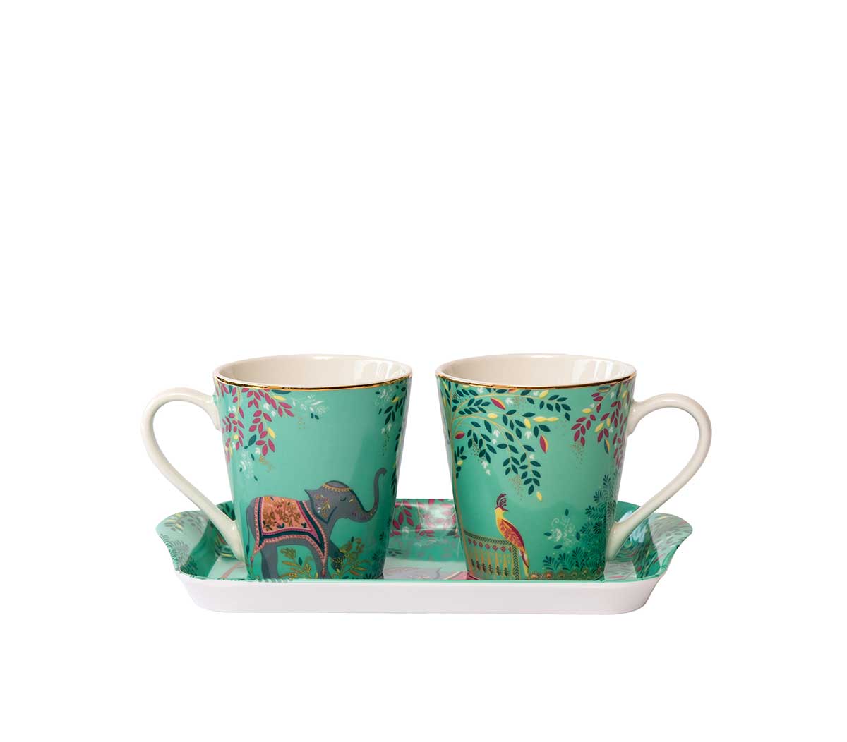 India Mug & Tray Set, Elephant's Oasis image number null